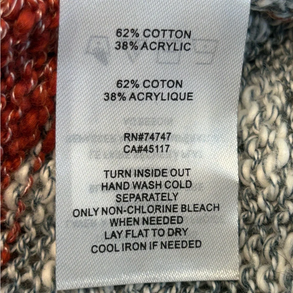 Natural Reflections NWT Lace Up Sweater Striped Knit Pullover Cozy Fall cabin L